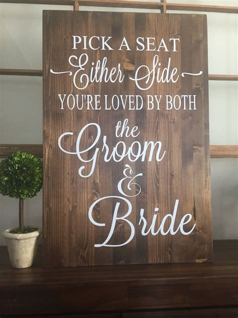 Rustic Wood Wedding Sign Pick A Seat Not A Side Sign Rustic Wedding