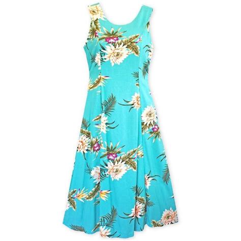 Mountain Green Darling Midi Hawaiian Dress Hawaiian Dress Classic