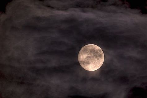 Clouds Veil Full Moon Night Sky Wall Art Photo Print By Visionitaliane