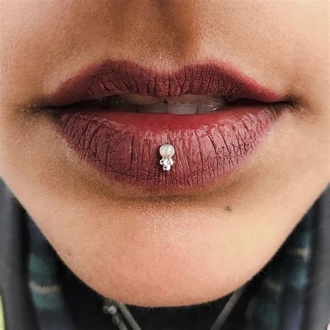 Vertical Labret Lip Piercing