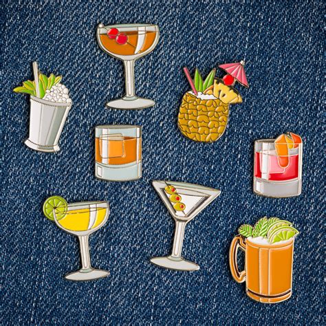Cocktail Pins Set Of 14 Cocktail Pin Tiki Cocktails Cocktail Lover