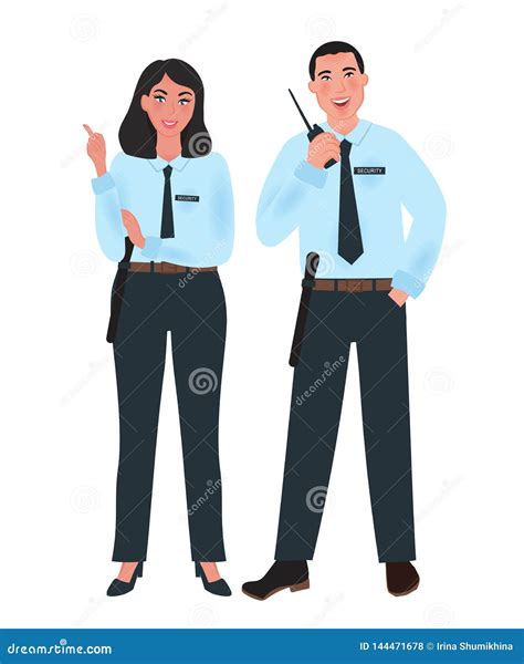 Colleagues Security Guards In Uniform In A Free Posture The