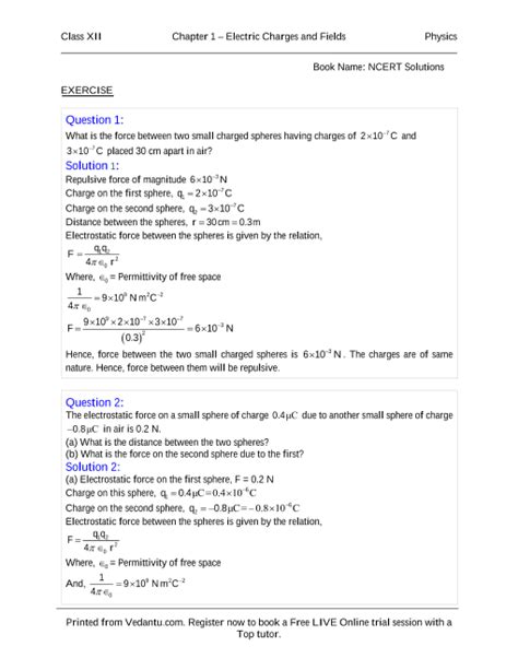 Ncert Books Free Download For Class 12 Physics Chapter 1 Electric
