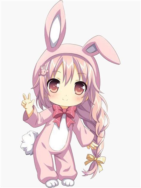 Kawaii Rabbit Girl Anime Sticker By Cedrek Redbubble