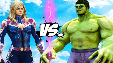 Captain Marvel Vs Hulk Epic Battle Youtube