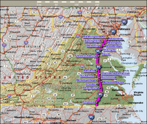 Virginia Counties Road Map Usa
