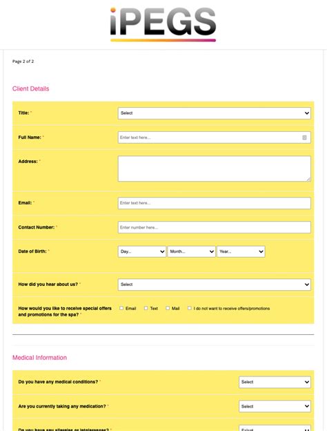 spa consent form template ipegs electronic forms