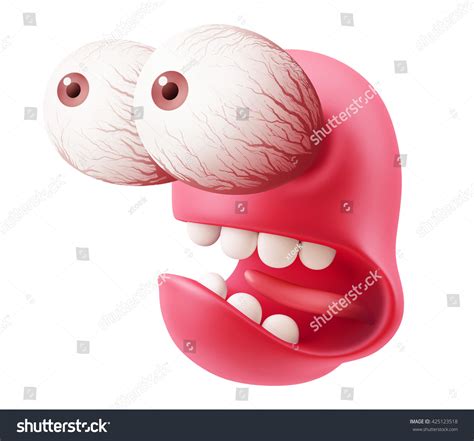 Shocked Emoticon Character Face Expression 3d Stock Illustration