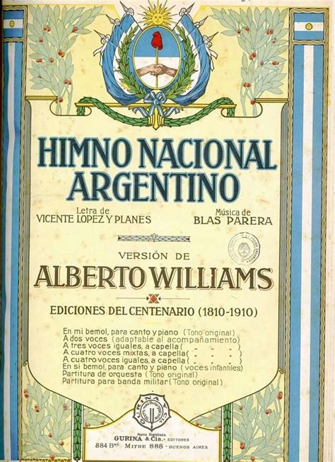 Himno Nacional Argentino Versión De Alberto Williams Ediciones