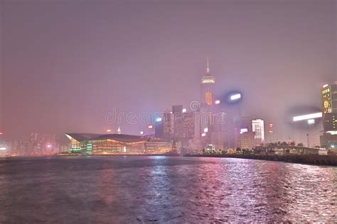 A Night View Of Wan Chai In Hong Kong Editorial Stock Image Image Of