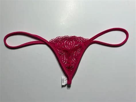 WICKED WEASEL 617 Lace Micro Thong See Through Fuchsia M Nwot