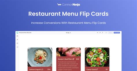 Restaurant Menu Flip Cards Widget Free And Works On Any Site
