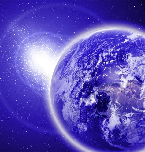De Blauwe Planeet Van De Aarde In Ruimte Stock Illustratie