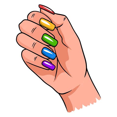 Premium Vector Female Hand With A Completed Manicure Painted Nails