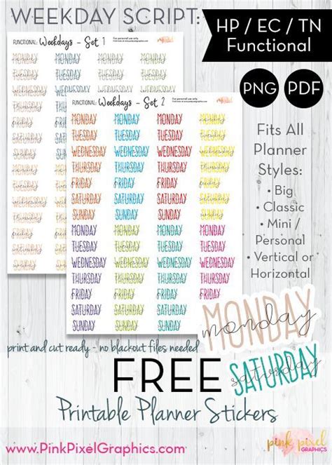 Free Weekday Script Planner Stickers Download Your Free Planner