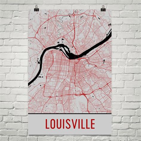 Louisville Ky Map Print Louisville Art Louisville Wall Art Etsy