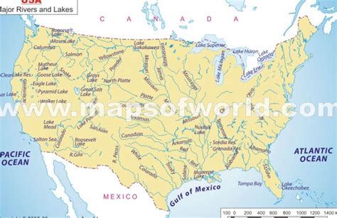 Physical Map Of Usa Rivers