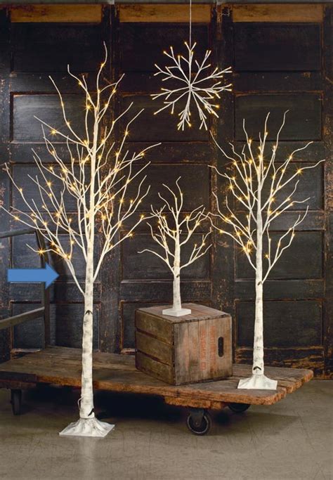 Display Tree Large Lighted White Birch Ornament Display Trees