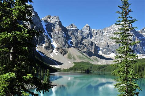 Turquoise Lake Surrounded By Rocky Mountains Photograph By Brigitta