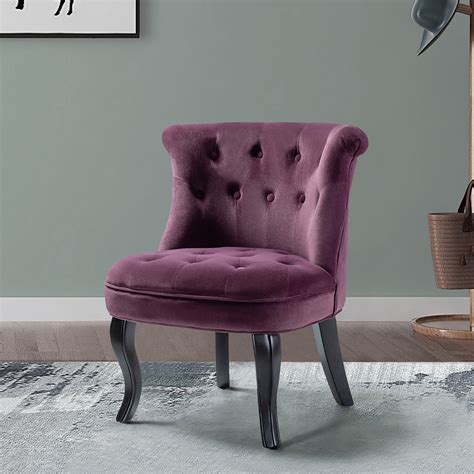 Jane Upholstered Tufted Accent Chair In Purple