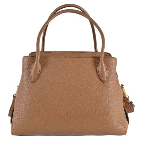prada vitello daino leather center zip 2 way handbag purse beige brown queenbeedesignerhandbags