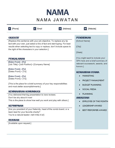Contoh Resume Mohon Kerja Bahasa Melayu Contoh Format Resume Terbaik