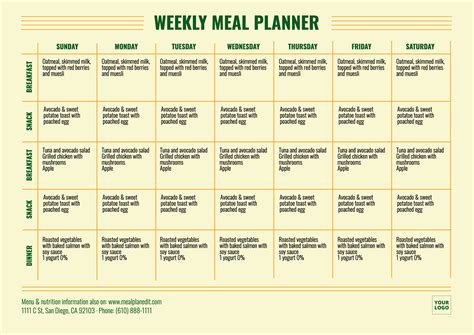 Weekly Meal Planner To Edit Online For Nutritionist In 2021 Meal
