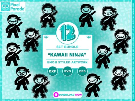 12pc Bundle Kawaii Ninja Svg Eps Dxf Cut Etsy