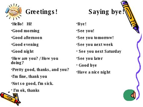 English In 5th Of Primary Greetings