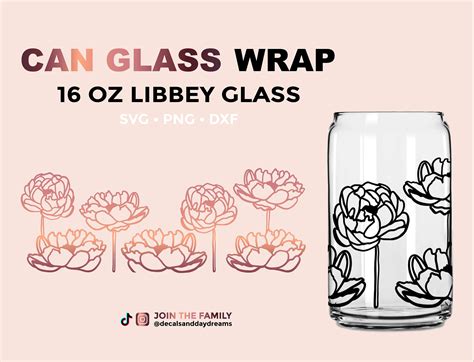 Libbey Full Wrap Template 16oz Can Glass Svg Flame Svg Aesthetic Svg
