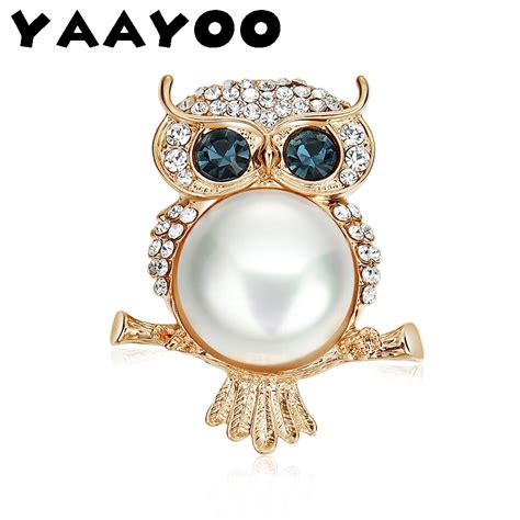 Yaayoo Women Simulated Pearl Brooch Pin Owl Pins And Brooches For Women