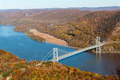 Bear Mountain Bridge Aerial Over Hudson River Stock Image Image Of