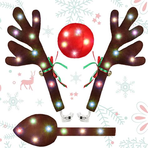 Christmas Car Antler With Led Light Reindeer Christmas Antlers Car Kit