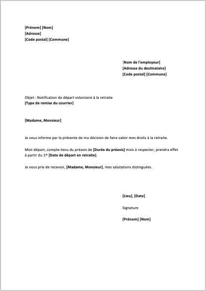 Lettre De Depart Retraite A L Employeur