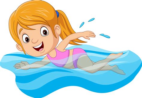 Cartoon Little Girl Swimmer In The Swimming Pool 6605408 Vector Art At
