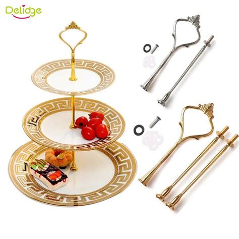 Delidg 1set Crown Design Cake Stand Plate Not Included Zinc Alloy 2 3