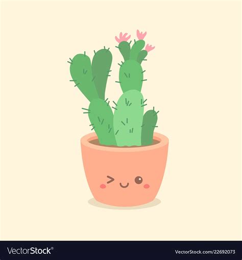Cute Cactus Succulent Cartoon Royalty Free Vector Image