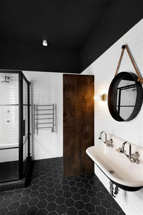 37 Black And White Hexagon Bathroom Floor Tile Ideas And Pictures Style