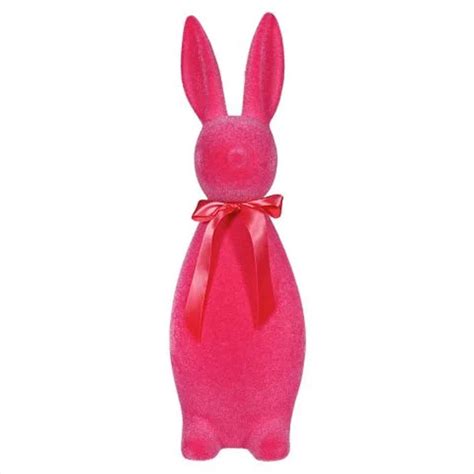 Flocked Button Nose Bunny Large 27 Pink By One Hundred 80 Degrees