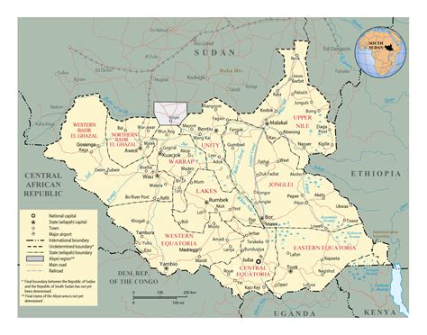 Detailed Political And Administrative Map Of South Sudan With Roads Railroads Major Cities And