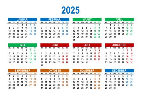 Kalender 2025 Horizontaal