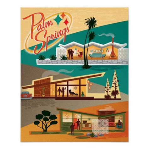 Mid Century Modern Palm Springs California Poster Mid Century Modern