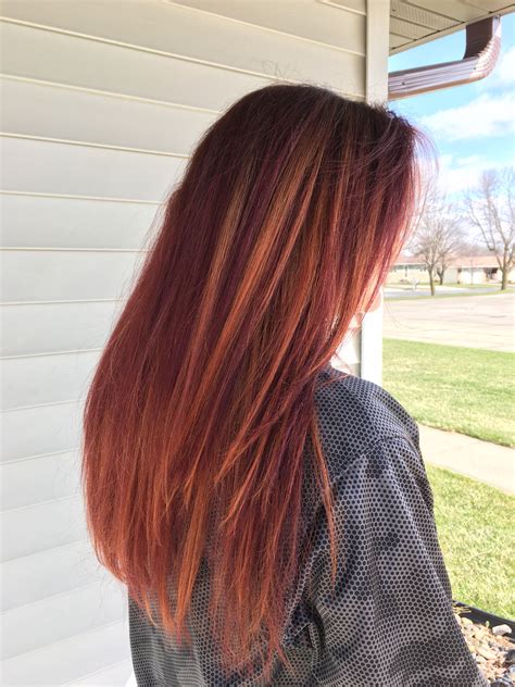 Red Hair Copper Balayage Highlight Long Hair Copper Balayage Balayage Highlights Copper Hair