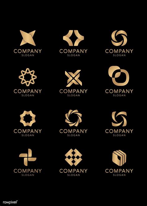 Golden Company Logo Collection Vector Premium Image By