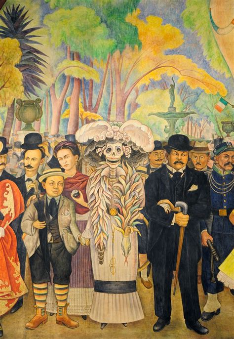 A Painting With Many People Standing In Front Of It