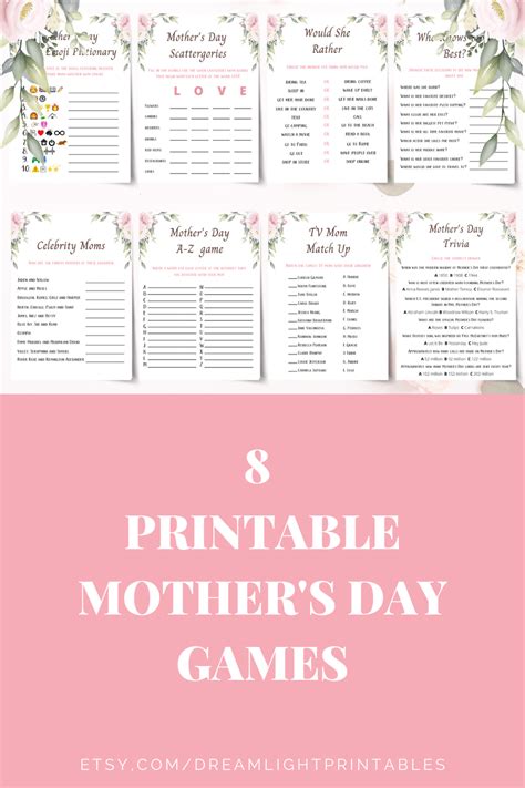 Printable Mothers Day Game Bundle Perfect For Mothers Day Brunch Mothers Day Party And