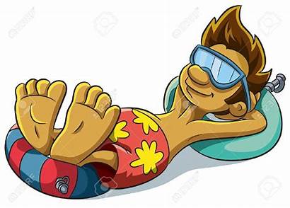 Cartoon Lying Down Person Summer Relaxing Clipart