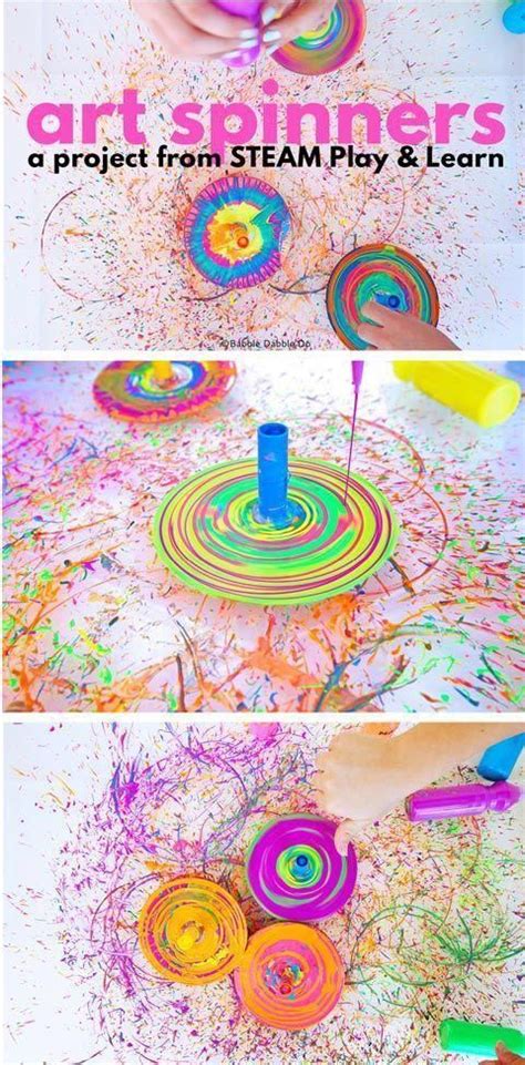 Diy Spin Art Art Spinners From Steam Play And Learn Kids Art Projects