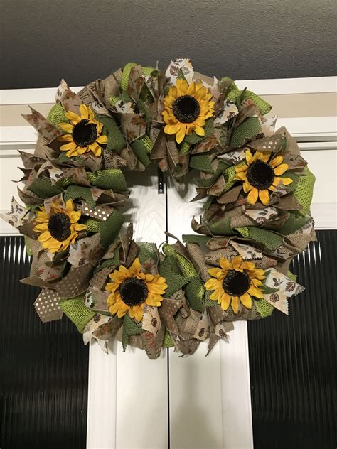 Burlap Fall Wreath With Sunflowers 55 Fall Wreath Wreaths Fall