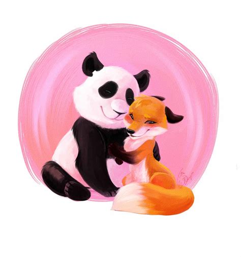 Animals Panda And Fox By Yankovskayajulia On Deviantart